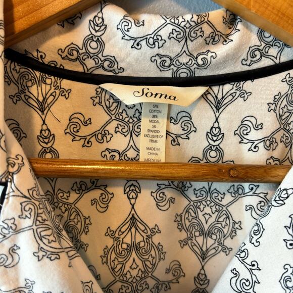 Soma PJ Top Cotton Modal Blend Button Front Medium - Picture 3 of 4